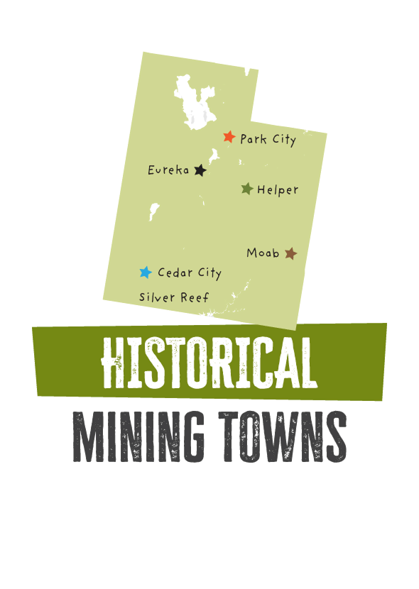 Map depicting historical mining towns.