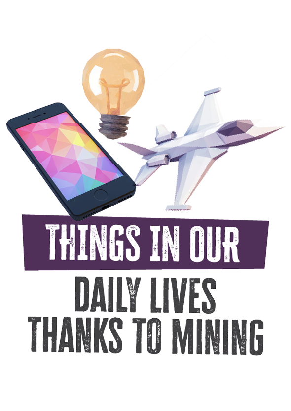 Illustration featuring smartphone, light bulb, and airplane