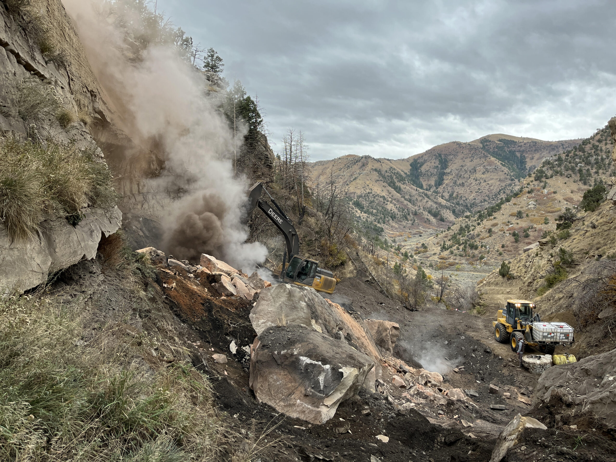 machinery being used to reclaim surface coal refuse fire